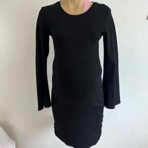 Brand New Rose Maternite Women’s XXS Black Long Bell Sleeve Dress Goth Pregnancy